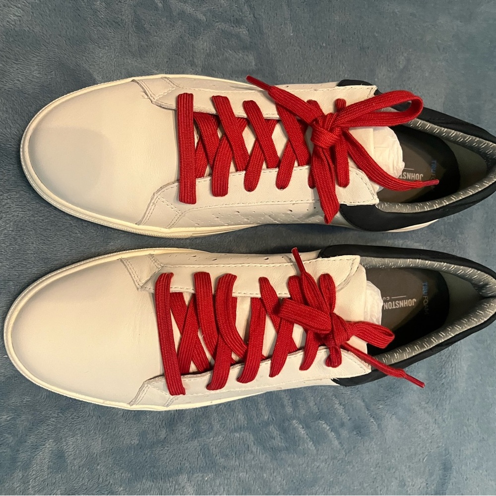 Johnston & Murphy White and Red Sneakers Classic Style